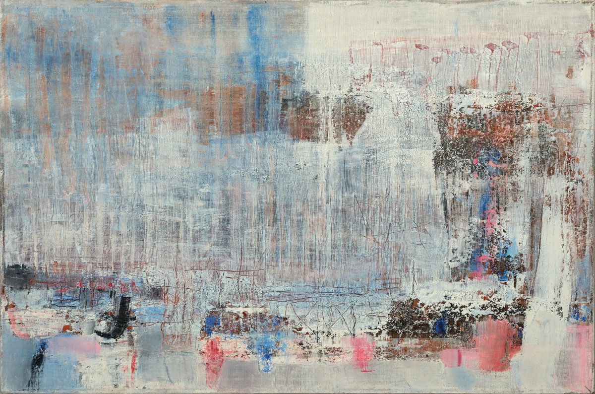 Organic Abstract Oil Painting By Florina Breazu, 38 X 26, Interferences Ii, Original Artwork