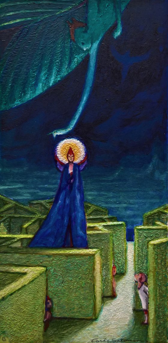 THE BLUE GUARDIAN ANGEL - ( 31,5 x 18,5 cm - INTEGRATED FRAME )