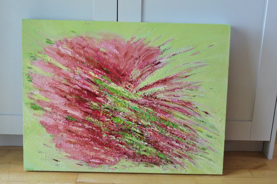 Pink and Green Floral Abstract Study