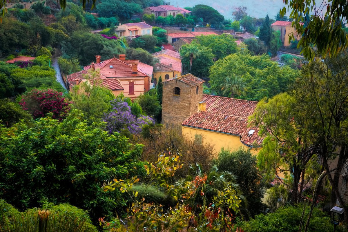 Impressionistic Cityscapes Photograph By Martin Fry, 21 X 15", Floral Village, Original Artwork