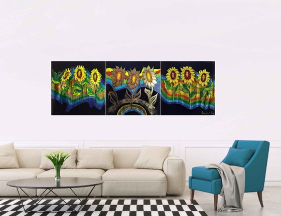 " Sunflowers "  ( Triptych )