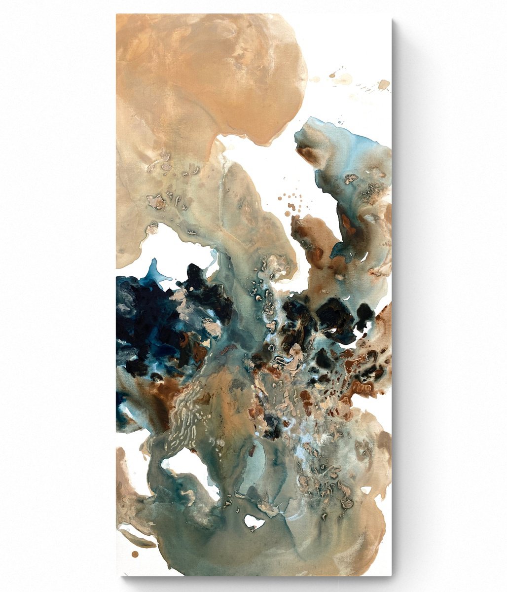 Abstract Painting By Cristina Dalla Valentina, 20 X 39, Winter By The Sea 11, Original Artwork