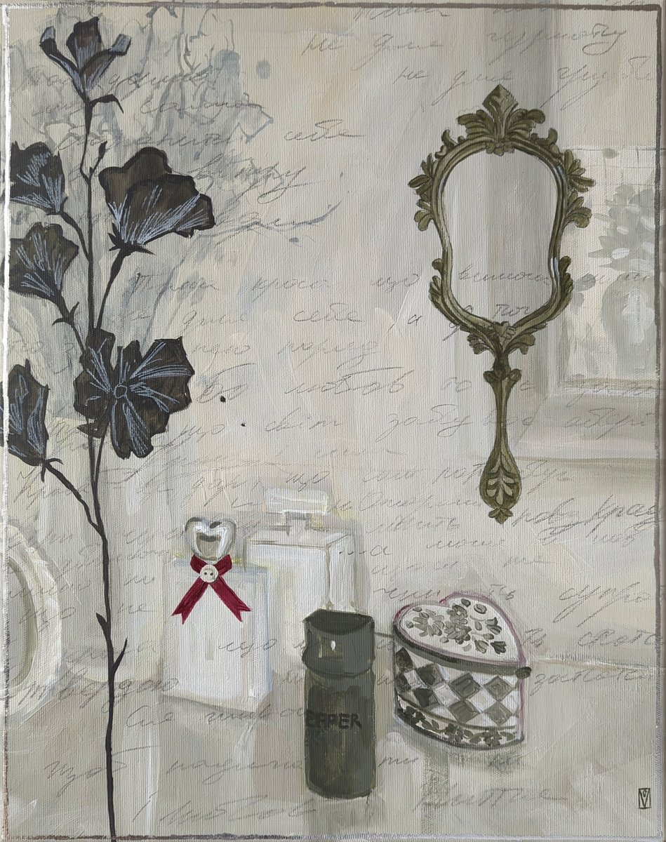 Impressionistic Still Life Acrylic Painting By Olha Vlasova, 16 X 20", Beauty Needs Protection, Original Artwork