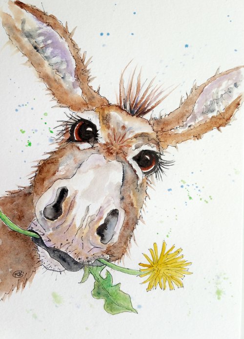 Donkey Flower Power by MARJANSART