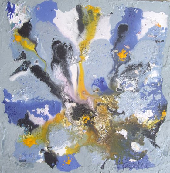 Abstract 1 and 2...Diptyque 2X50X50cm...Blue and yellow