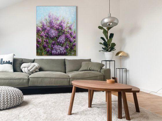 Big size Impressionist oil painting THE SCENT OF LILAC