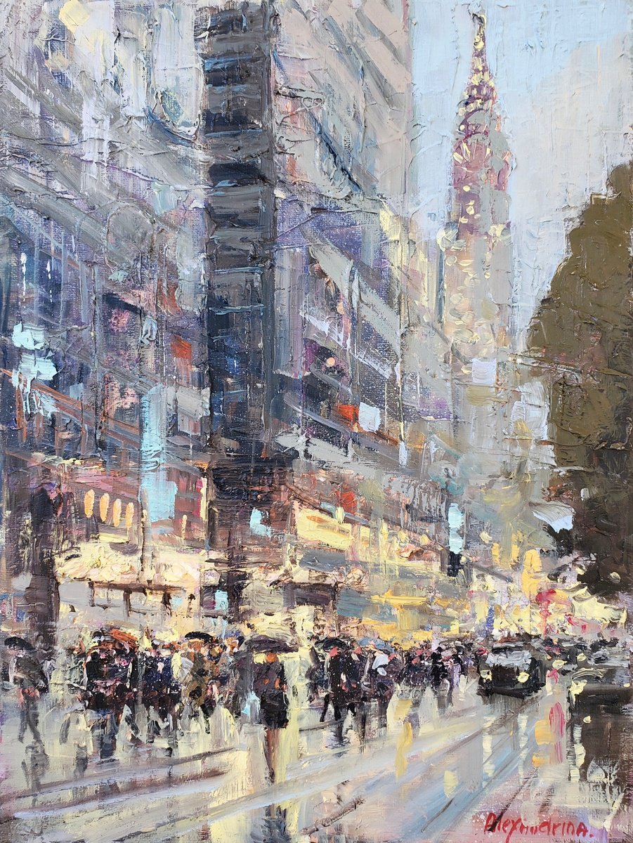 Impressionistic Cityscapes Oil Painting By Irina Alexandrina, 12 X 16, New York.manhattan, Original Artwork