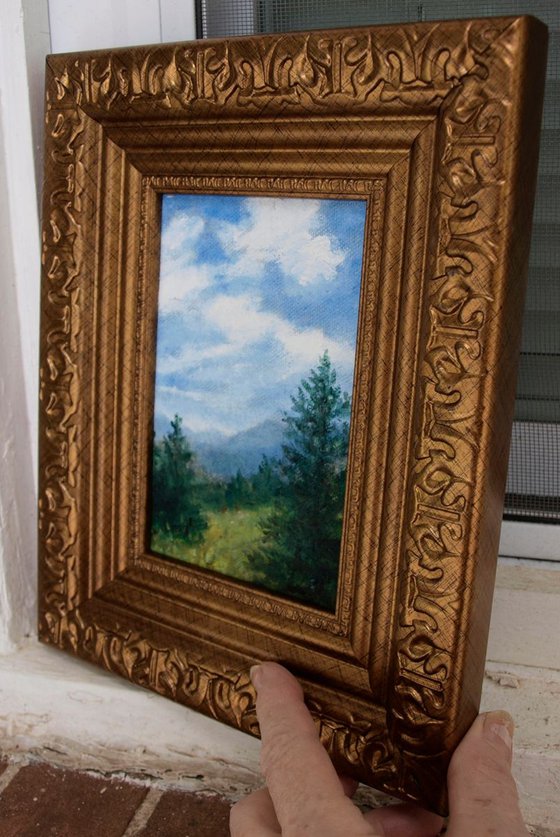 Mountain Mini - 6X4 framed oil landscape by K. McDermott (SOLD)