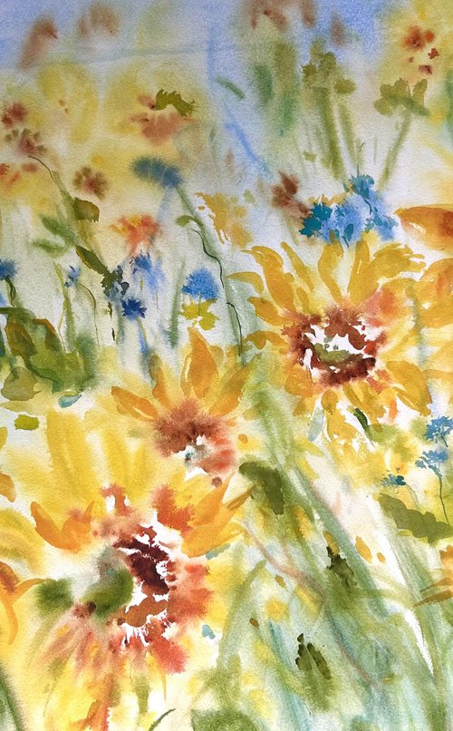 Sunflowers in Blue by Annette Wolters