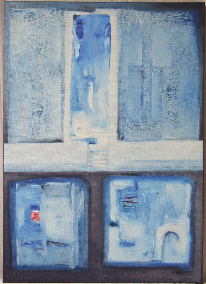 Expressive Abstract Oil Painting By Csaba Csendes, 20 X 28, Fragment., Original Artwork