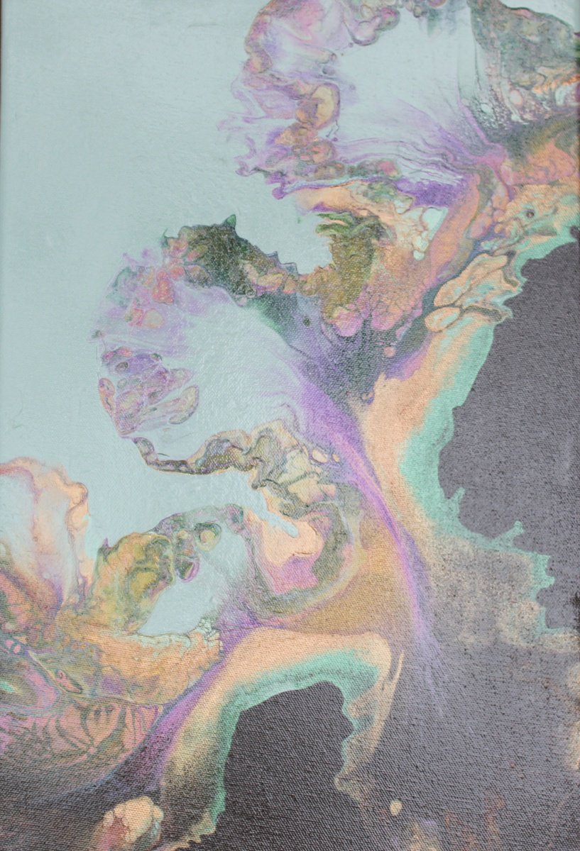 Abstract Acrylic Painting By Debbie Young, 12 X 18, Golden Swirls, Original Artwork