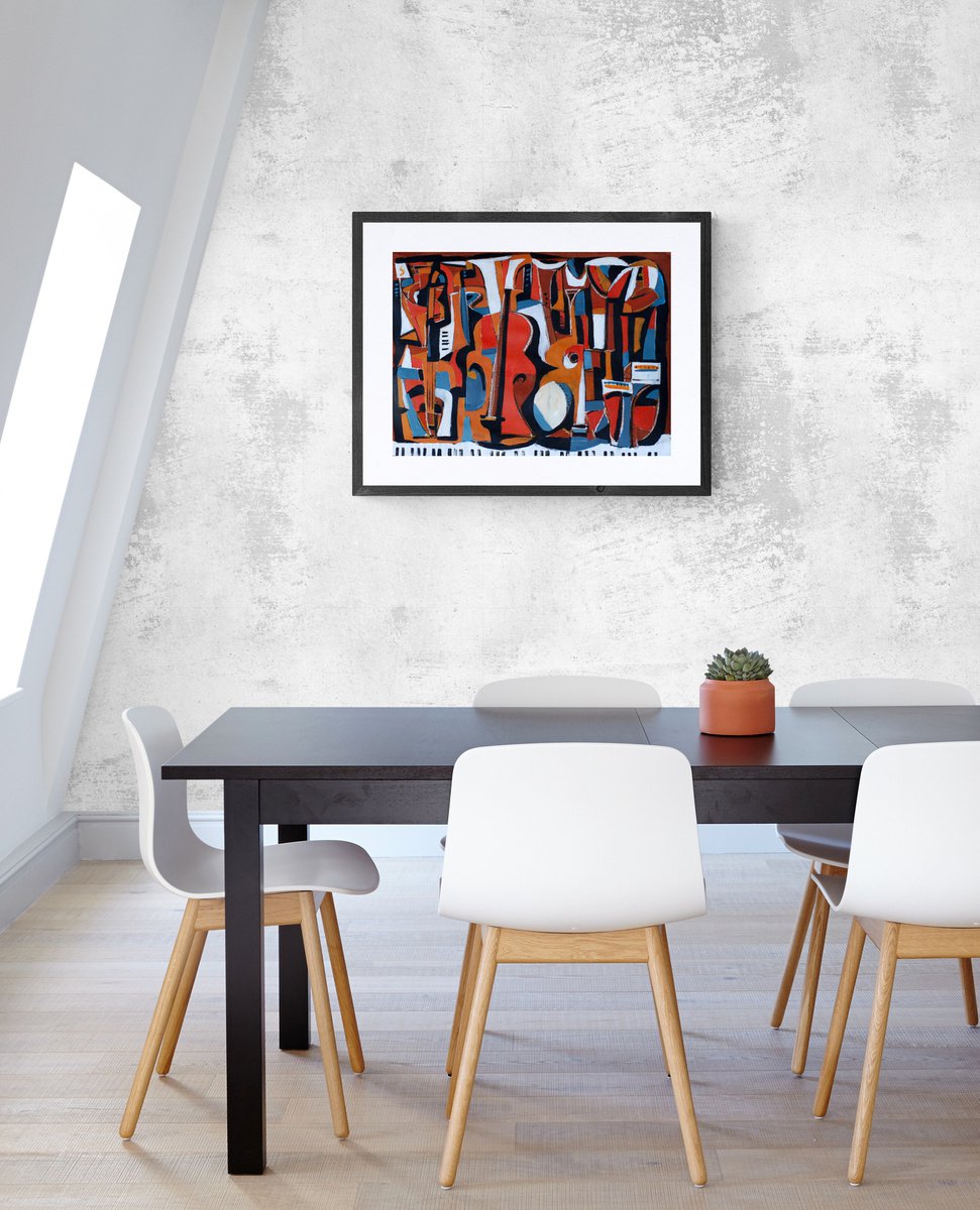 Expressive Abstract Acrylic Painting By Vadim Vaskovsky, 30 X 22", Musical Abstraction, Original Artwork