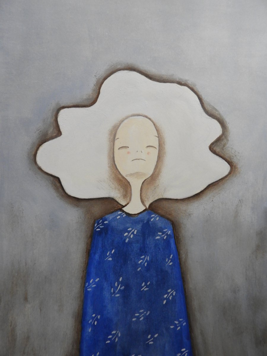 The Cloud Woman - oil on paper by Silvia Beneforti