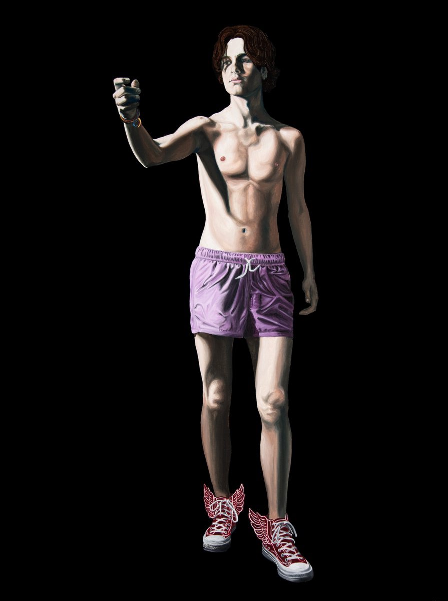 Photorealistic Portrait Oil Painting By Nicolas Maureau, 38 X 51", Caligula En Mercure, Original Artwork