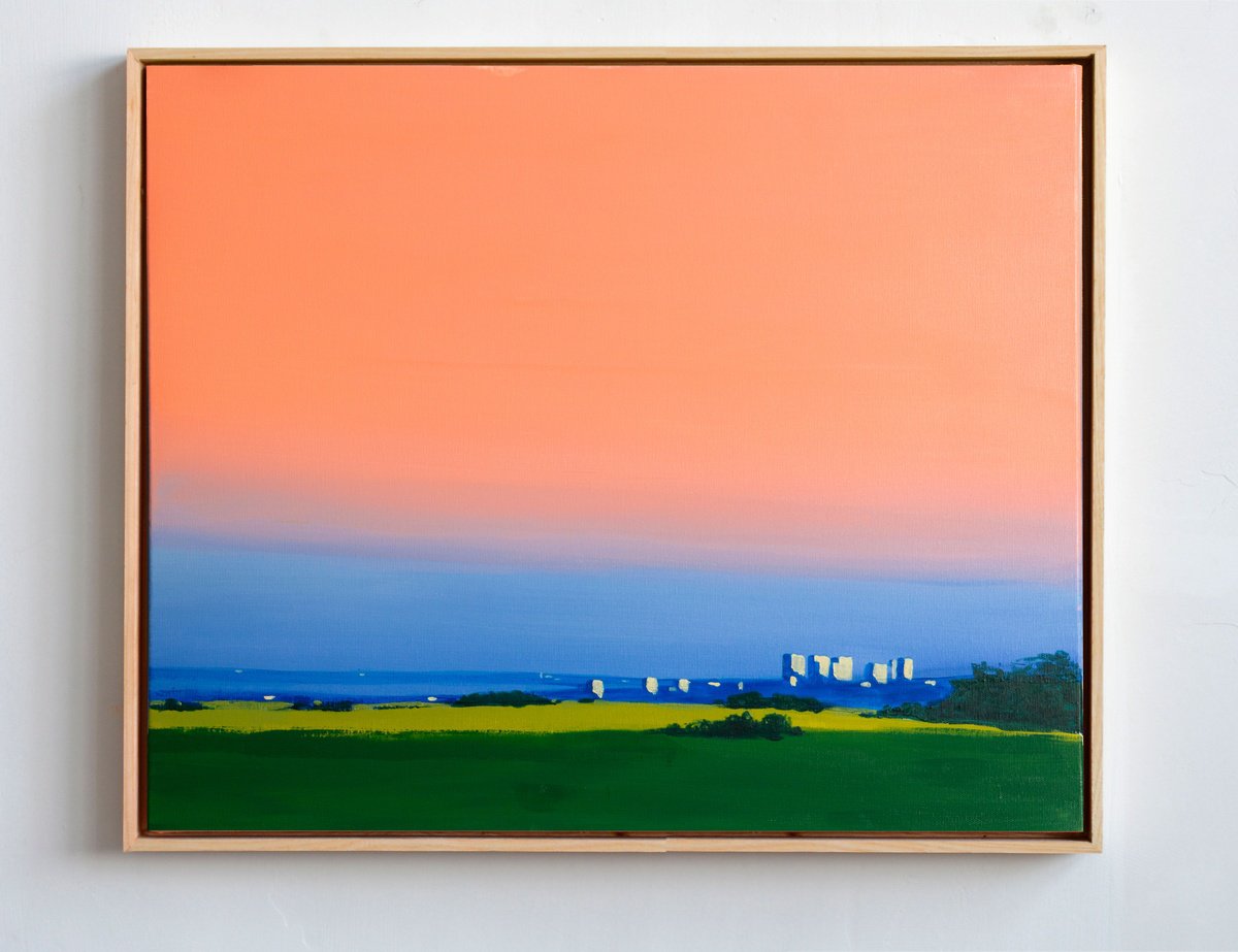 Impressionistic Landscape Acrylic Painting By Bohdan Katolyk, 24 X 20, Evening Glow, Original Artwork