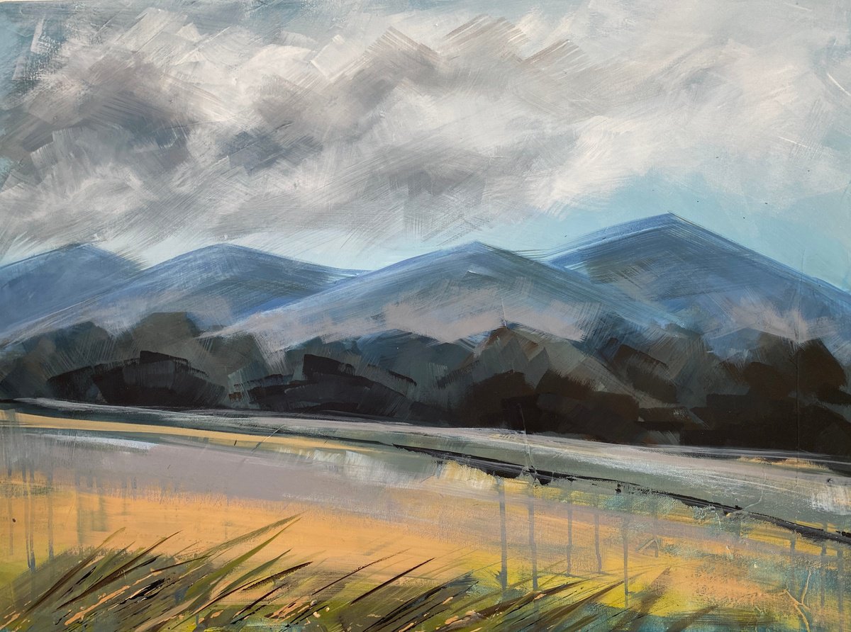 Impressionistic Landscape Acrylic Painting By Helen Mount, 31 X 24, Whisper, Original Artwork