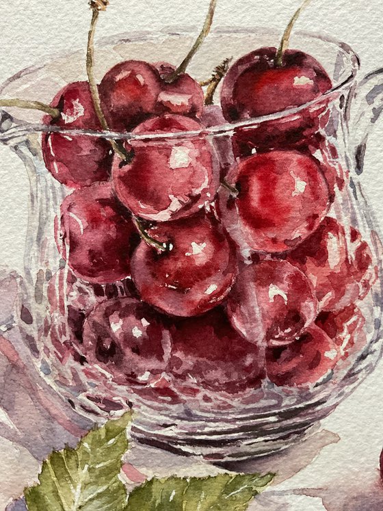 Ruby summer. Cherry still life