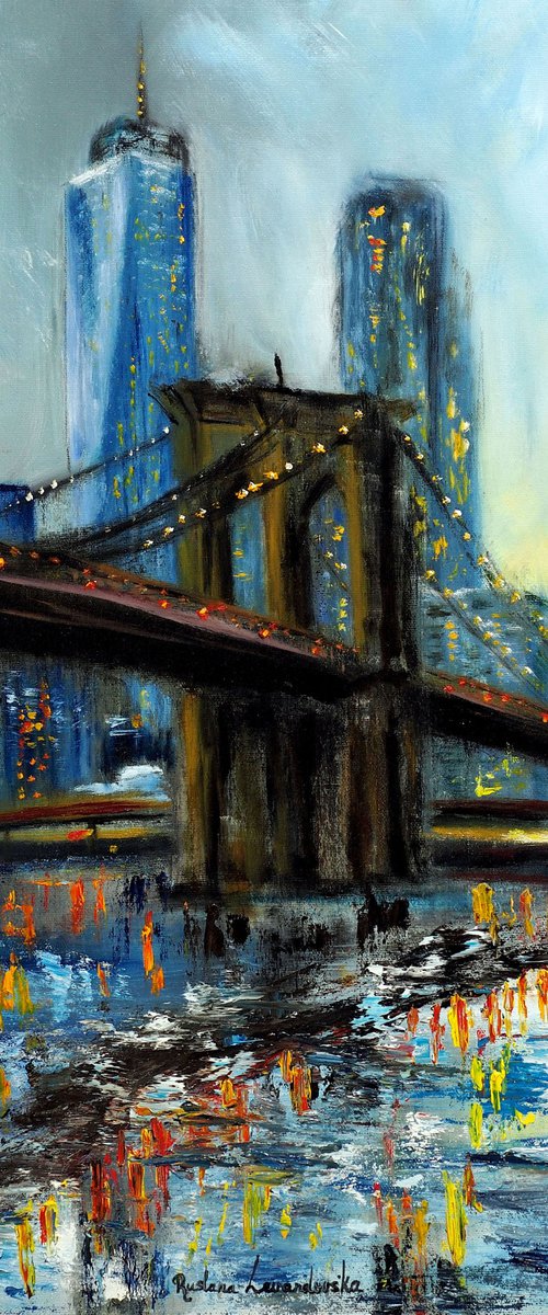 Brooklyn Bridge, view of Manhattan by Ruslana Levandovska