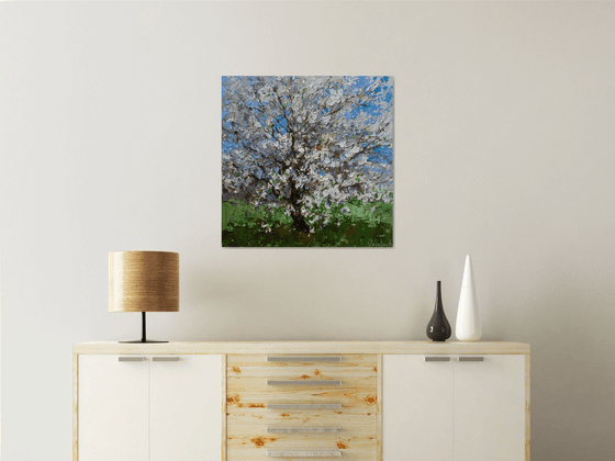 Flowering cherry tree - Original oil painting