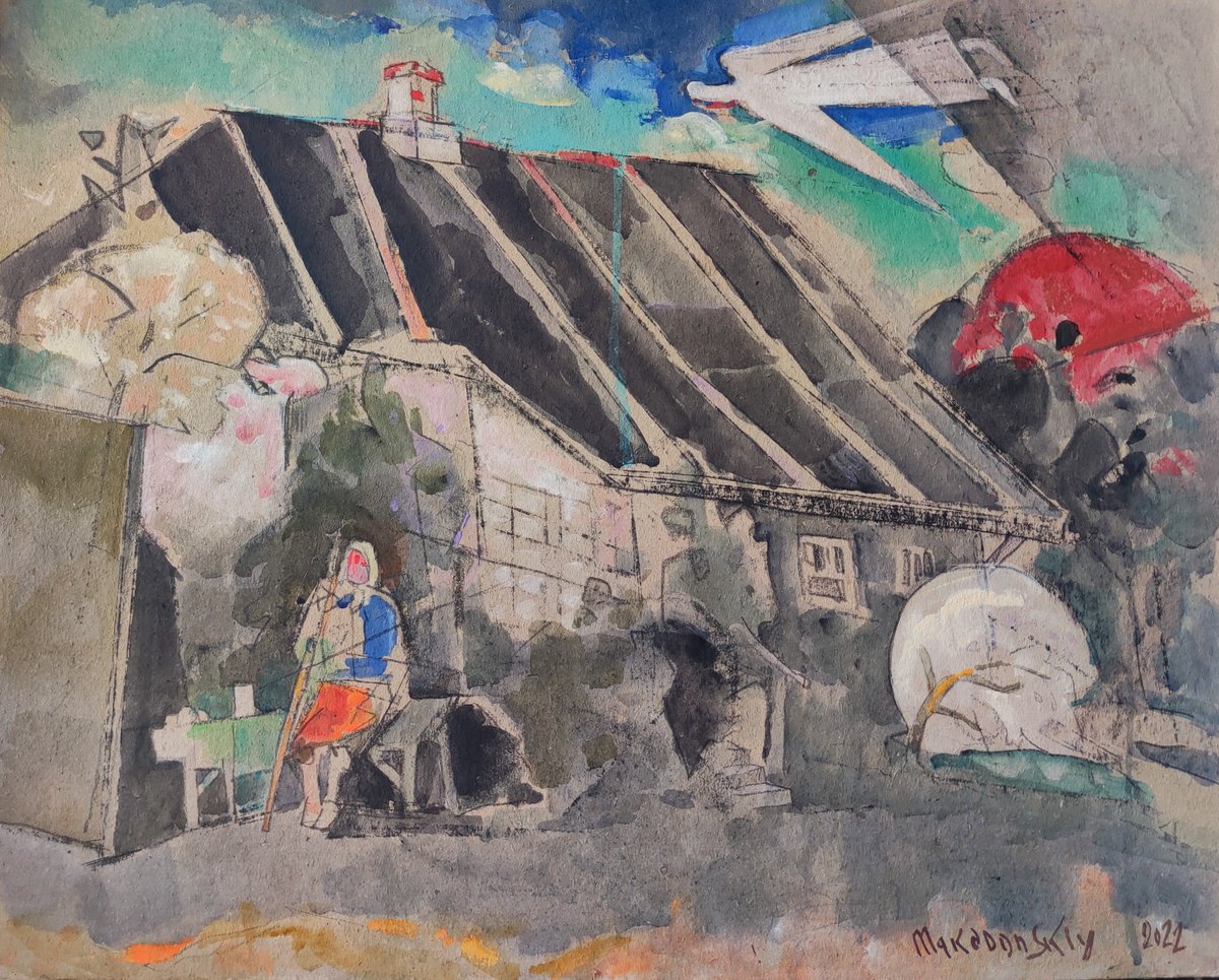 Impressionistic Landscape Painting By Pavlo Makedonskyi, 19 X 15", Waiting For An Angel, Original Artwork