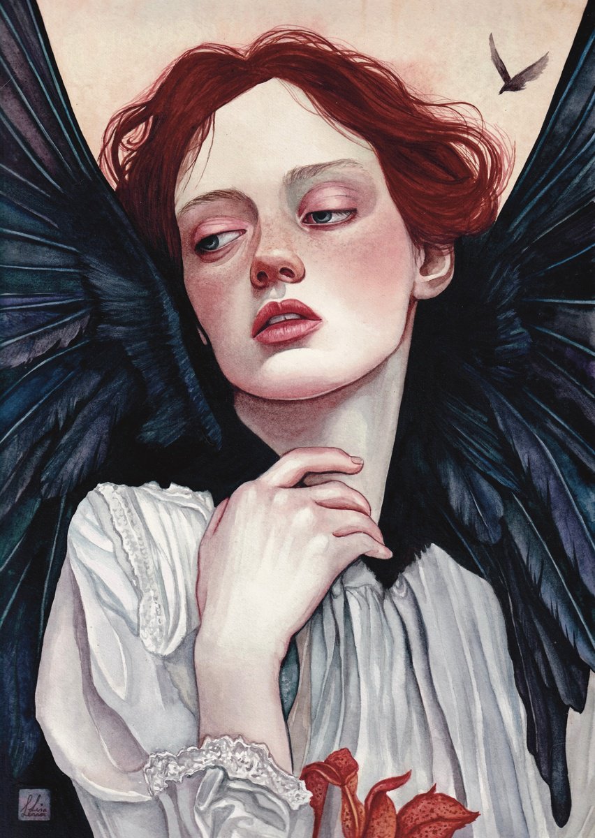 Surrealistic Portrait Watercolour By Lisa Lennon, 9 X 13", Gabriel, Original Artwork