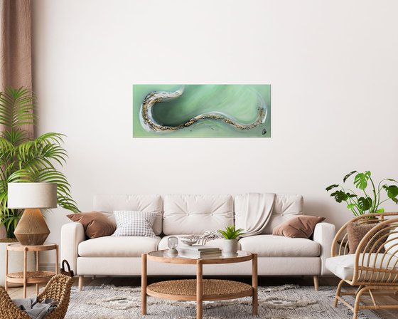 Green Wave - Abstract- Painting- Acrylic Canvas Art - Wall Art - Large Painting - Green Art - Modern Art