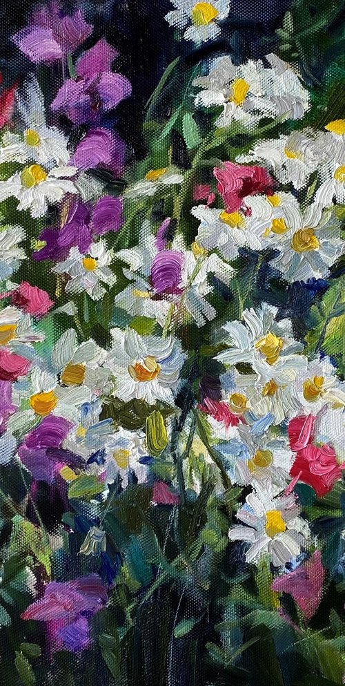 Camomile and wild flowers by Nataliia Nosyk