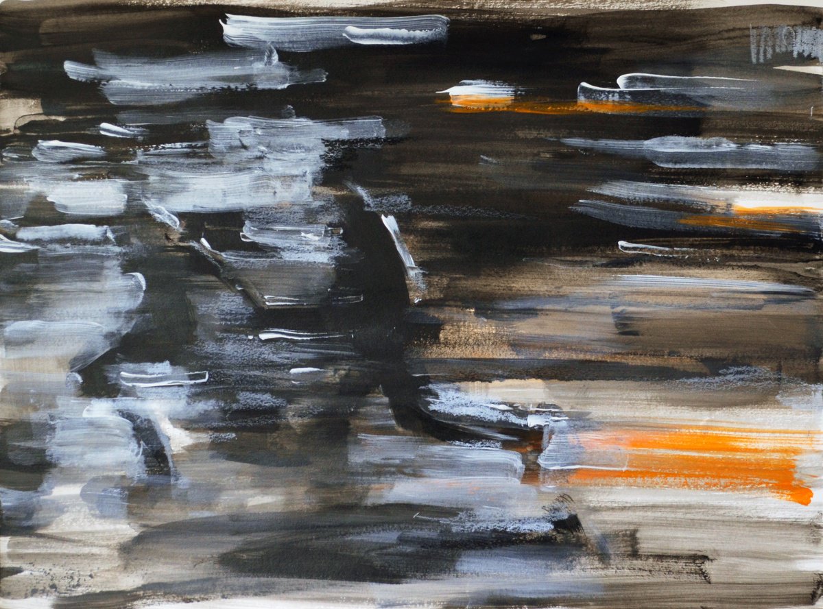 Abstract Portrait Acrylic Painting By Nelina Trubach-Moshnikova, 19 X 13", Escape, Original Artwork