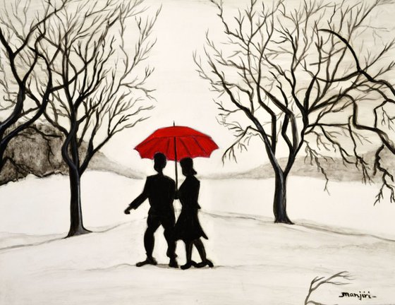 Love in the Snow Romantic painting