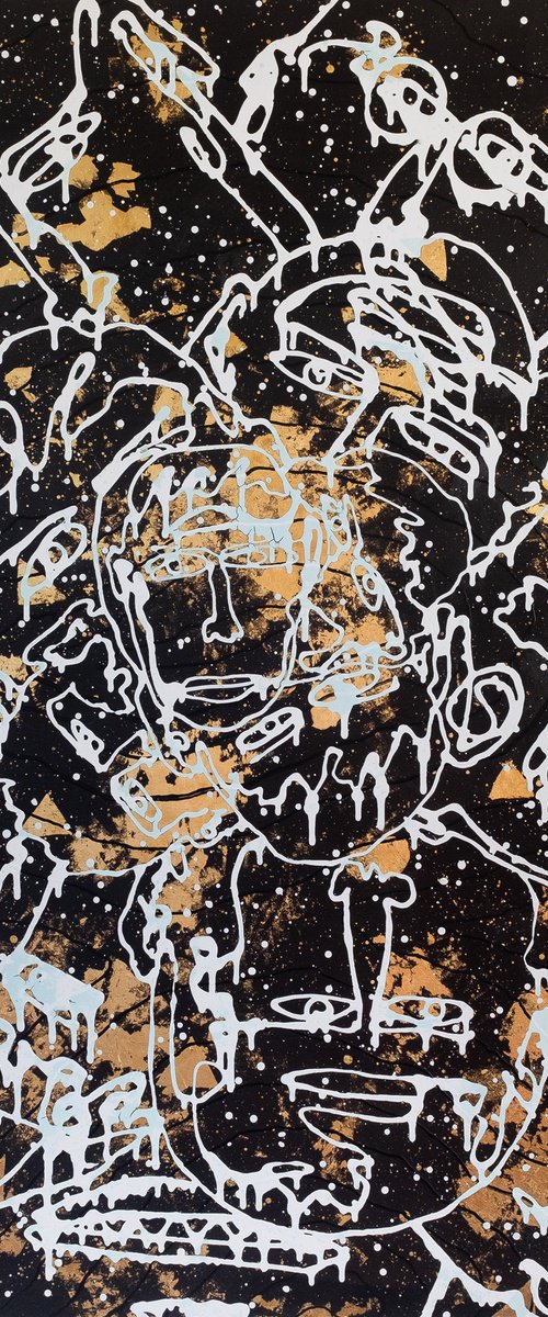 Gold Inside Me - Black Painting by Bohdan Svyrydov