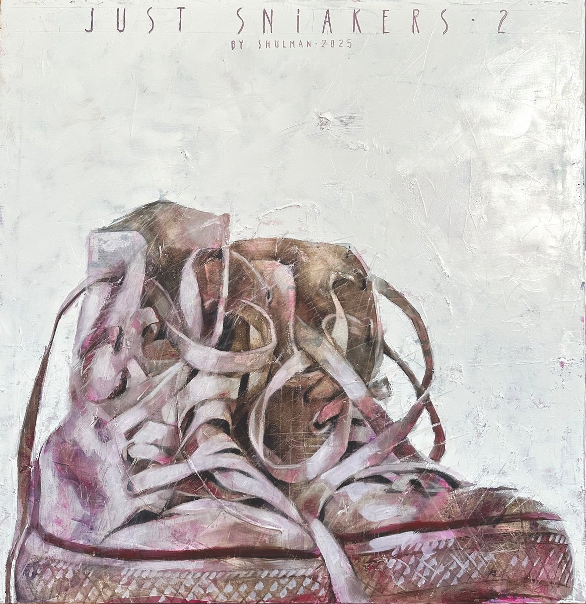 Urban And Pop Still Life Oil Painting By Igor Shulman, 39 X 39, Just Sneakers -2., Original Artwork