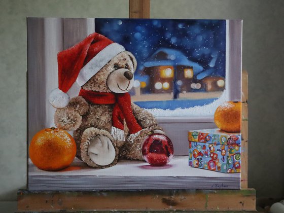 Christmas Teddy Bear at the Window