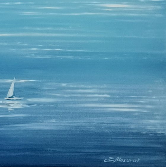 Blue Ocean / In the morning. Serene painting