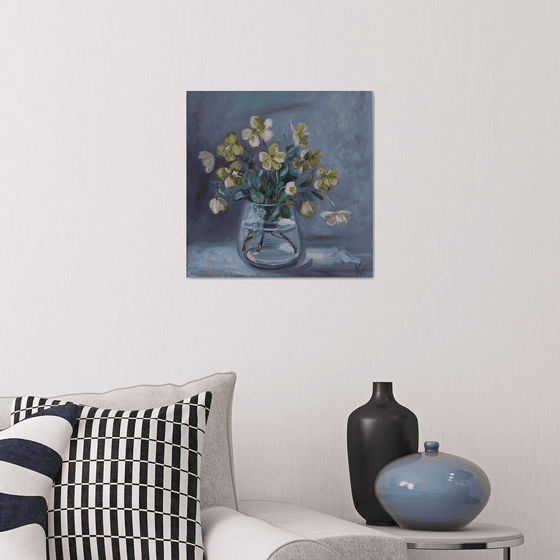 Still life "Flowers on blue"