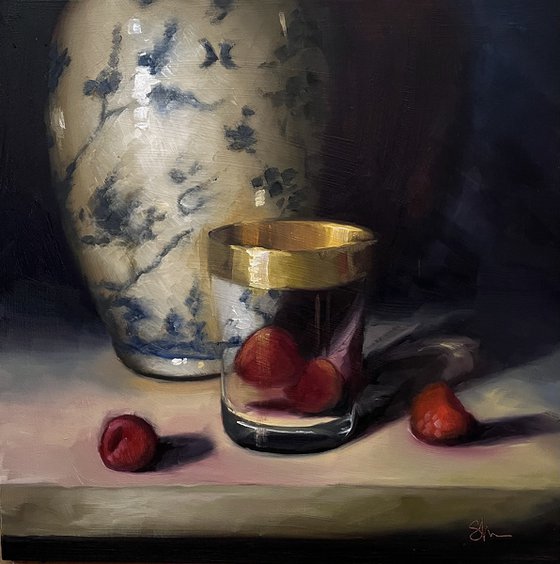 Raspberries and ginger jar