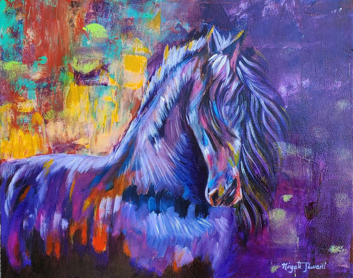 Impressionistic Animal Oil Painting By Niyati Jiwani, 20 X 16", Majestic, Original Artwork