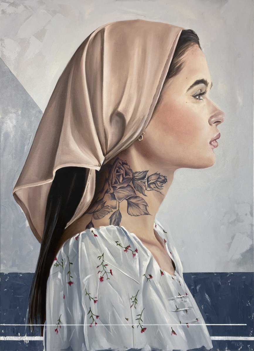 Urban And Pop Portrait Oil Painting By Mullo Art, 26 X 35", Tomorrow