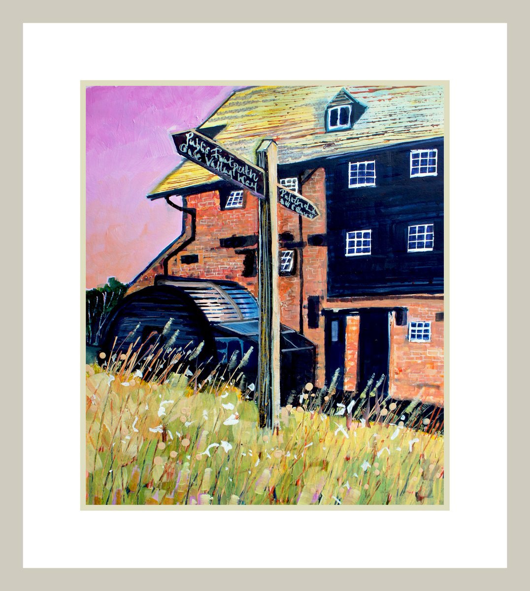 Impressionistic Cityscapes Acrylic Painting By Julia Rigby, 16 X 20", Houghton Mill, Original Artwork