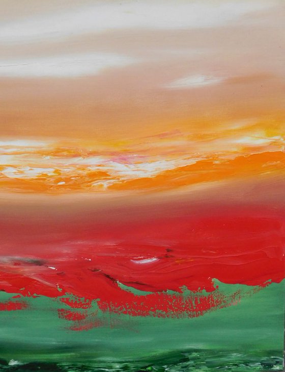 Red cut - 70x60 cm,  Original abstract painting, oil on canvas