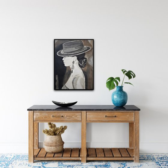 Woman with a hat / 70 x 52 cm
