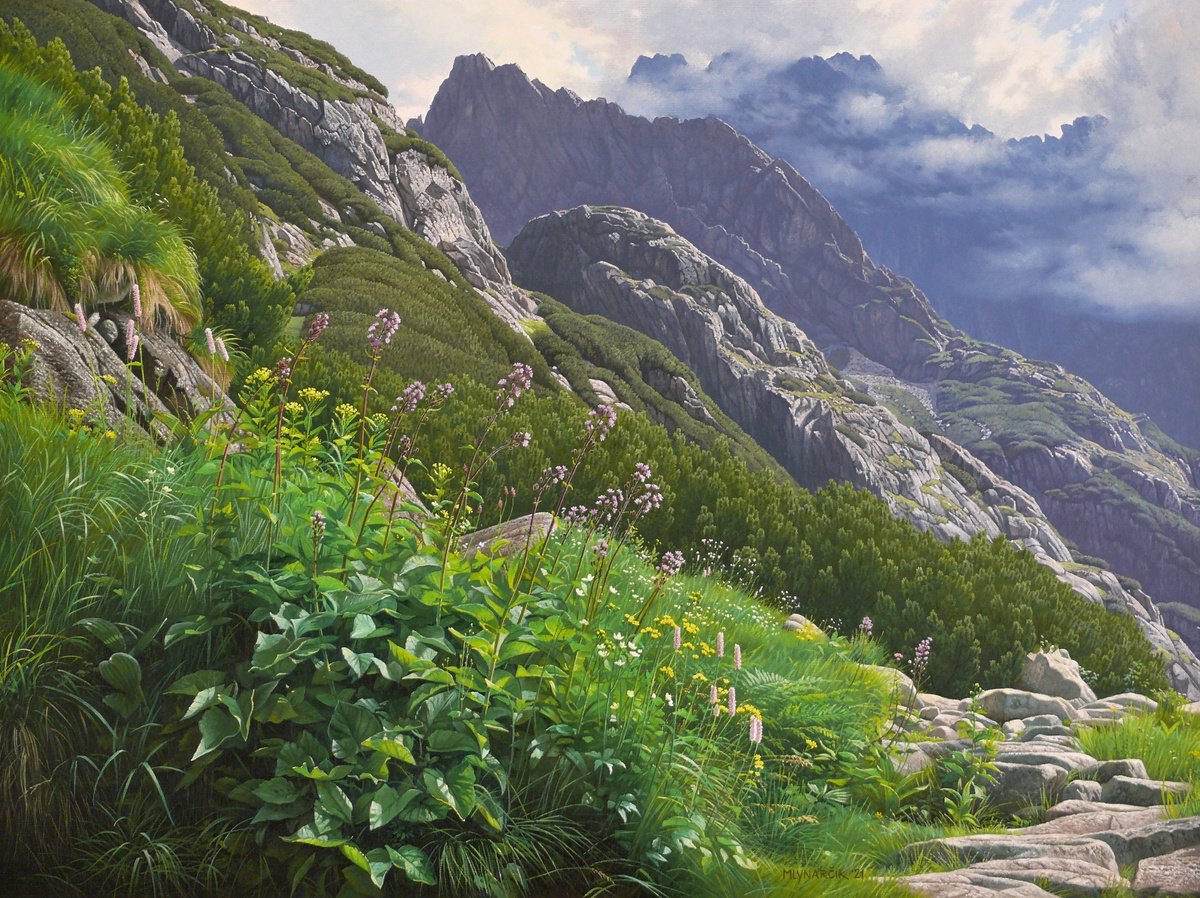 Photorealistic Landscape Oil Painting By Mlynarcik Emil, 31 X 24", Summer In The Mountains, Original Artwork