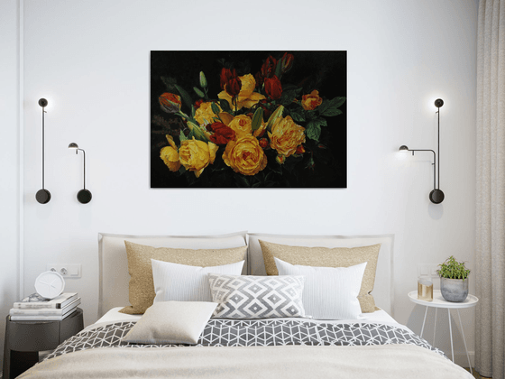 Large bouquet of yellow roses
