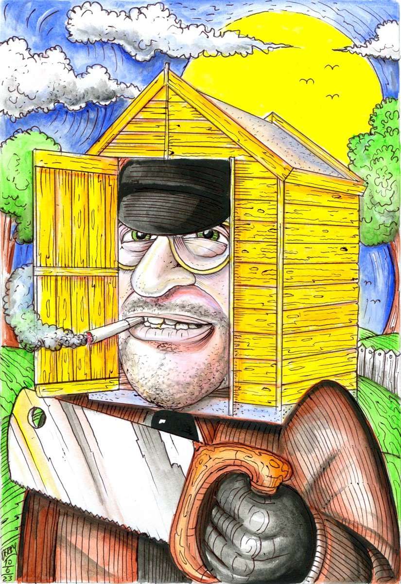 Shed Man - Comic Surreal Art Drawing by Spencer Derry ART