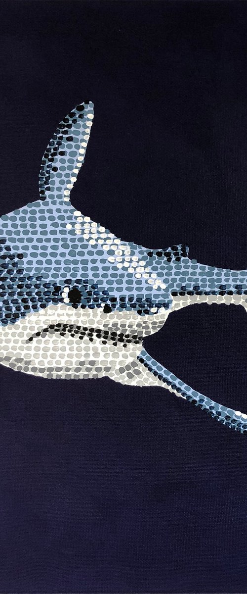 The Great White Shark - pointillism painting by Kelsey Emblow