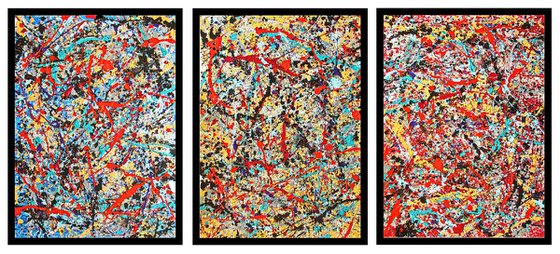 WATER-EARTH-FIRE, POLLOCK MODE, framed