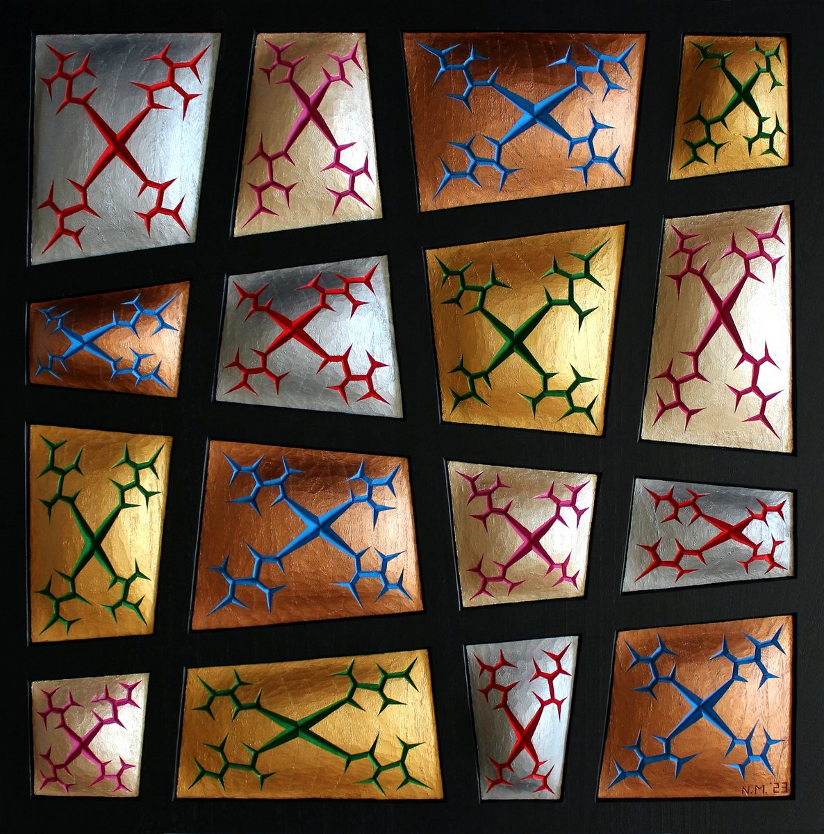 Urban And Pop Abstract Relief By Nikolay Martinov, 24 X 24", "Cosmic Glow", Original Artwork