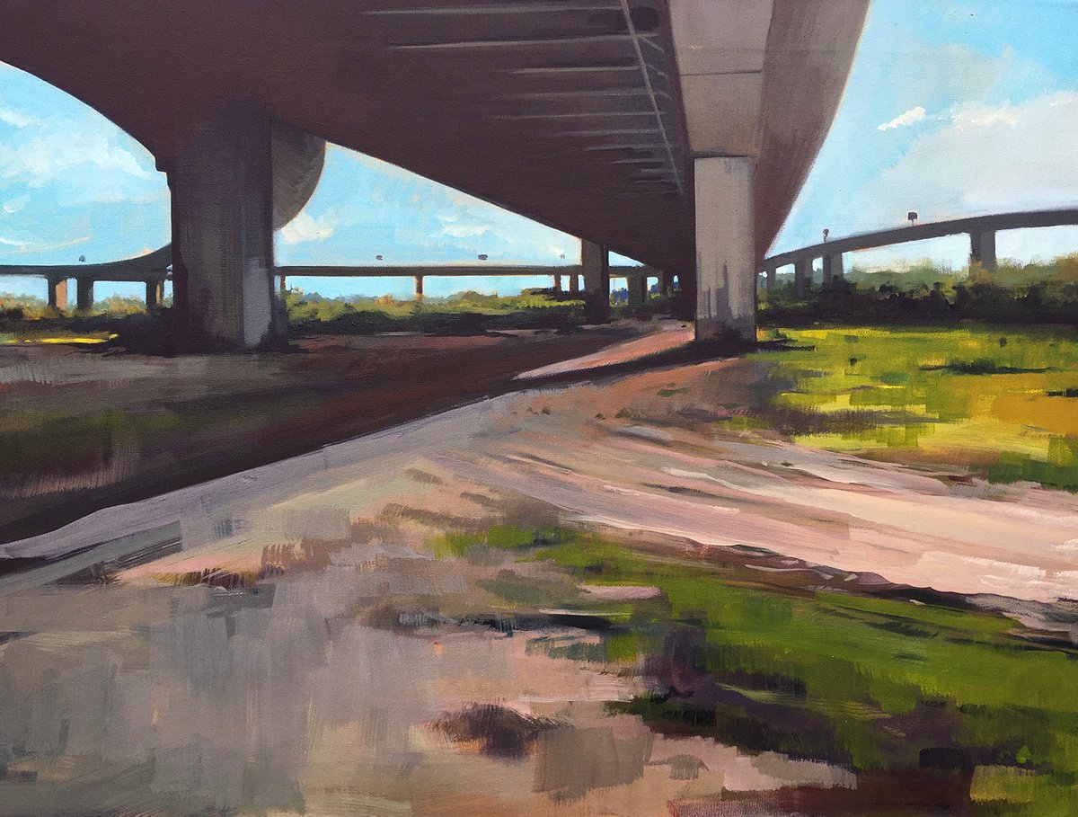 Impressionistic Landscape Oil Painting By Andrew Morris, 24 X 18, Fly Over Ii, Original Artwork