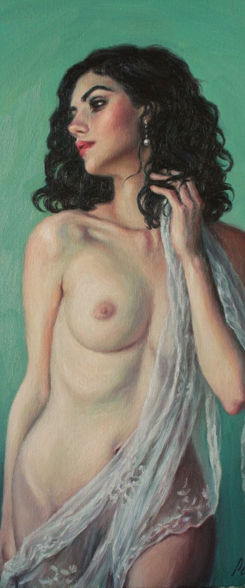 Nude with Veil by Pat Kelley