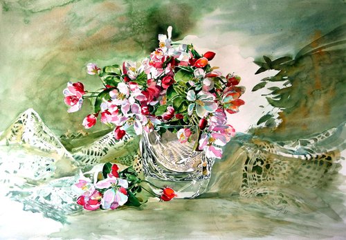 Still life with flowering branch III by Kovács Anna Brigitta