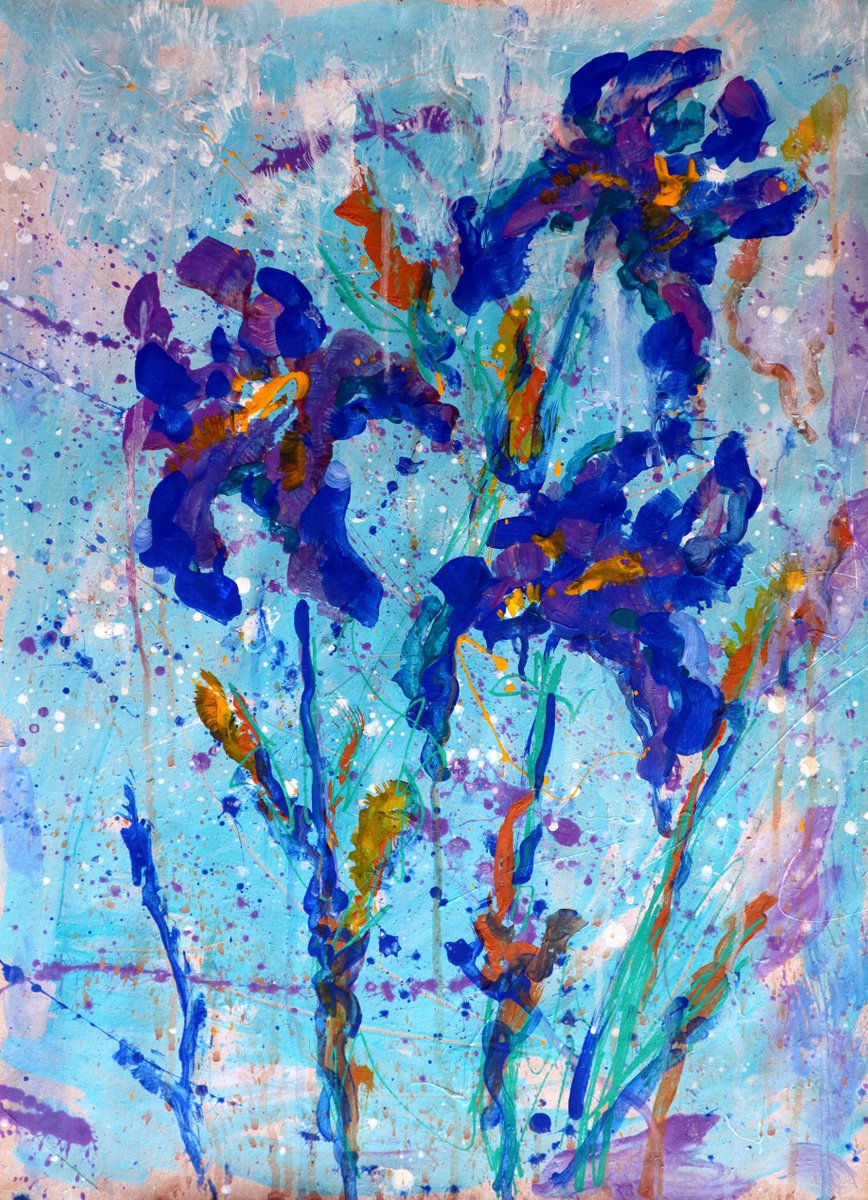 Impressionistic Botanical Acrylic Painting By Rakhmet Redzhepov, 16 X 23", Fantasy With Flowers 34., Original Artwork